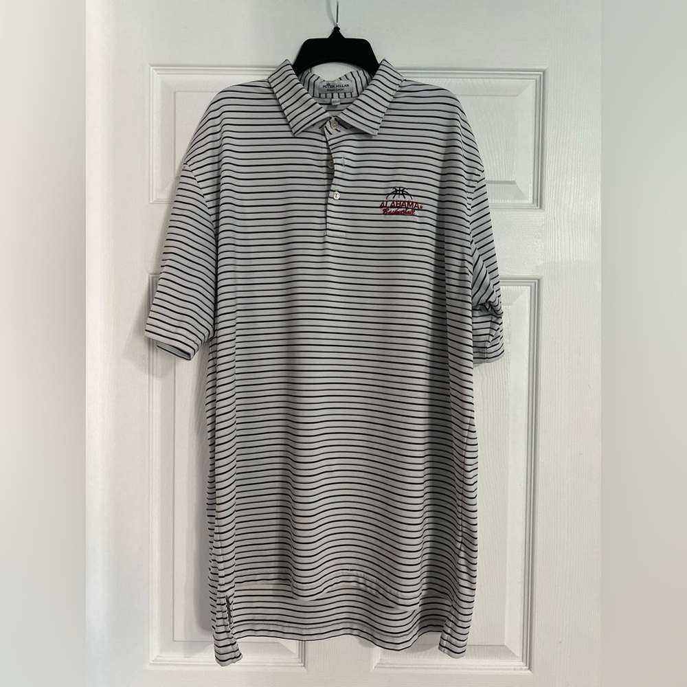 Peter Millar Black and White Striped Polo Shirt